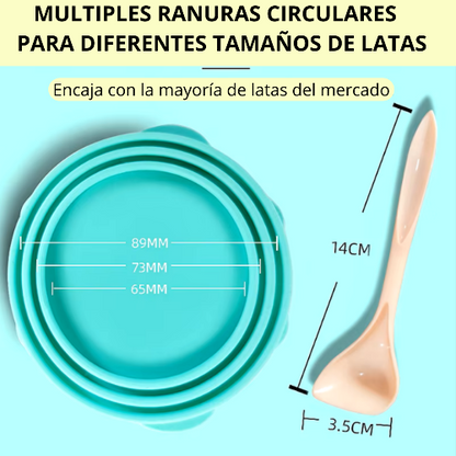 Tapa de silicona para latas (con cuchara opcional)